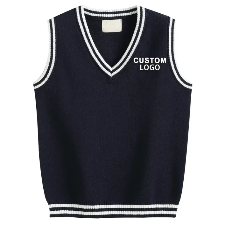 Custom-Knitted-V-Neck-Sleeveless-Pullover-Sweater-Vest-for-Boys-and-Girls
