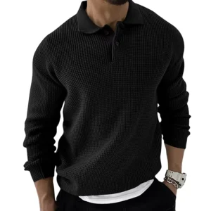 Custom LOGO Clothing Men’s European American Lapel Sweater Fashion Slim Sweater Long-Sleeved Knitted Sweater