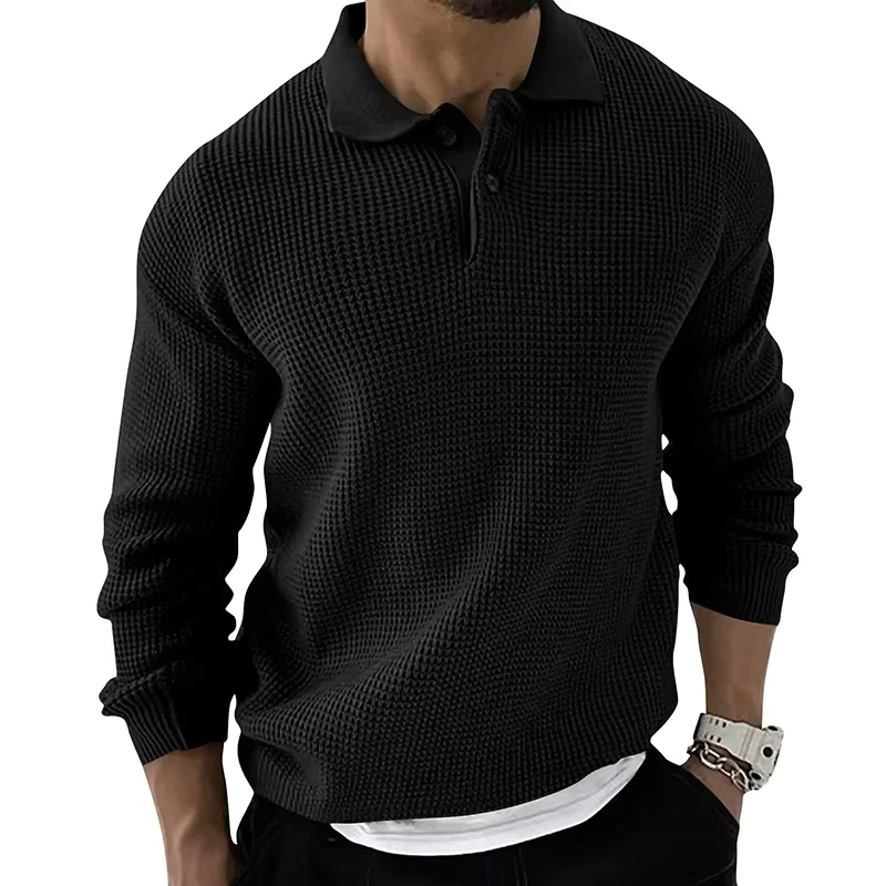 Custom LOGO Clothing Men's European American Lapel Sweater Fashion Slim Sweater Long-Sleeved Knitted Sweater
