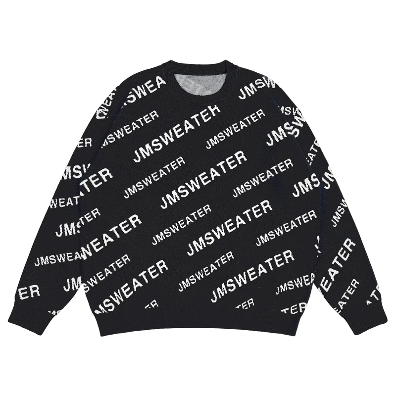 Custom LOGO Men Sweater Manufacturer OEM Jacquard Pullover Winter Crew Neck Knitted Cotton Jumper Custom Knit Sweater for Men