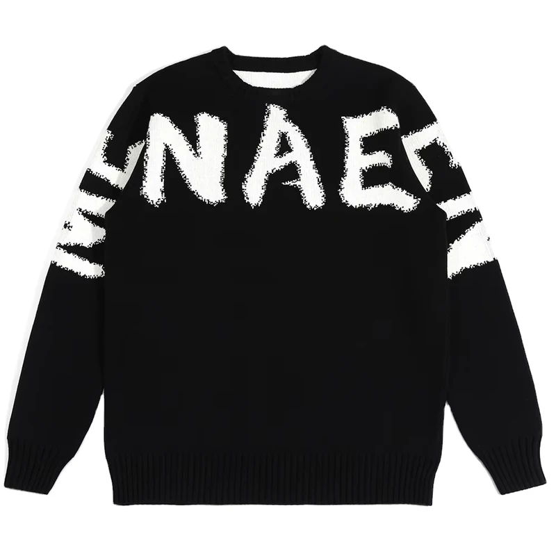 Custom LOGO Men's OEM Jacquard Crew Neck Knit Sweater, Pullover
