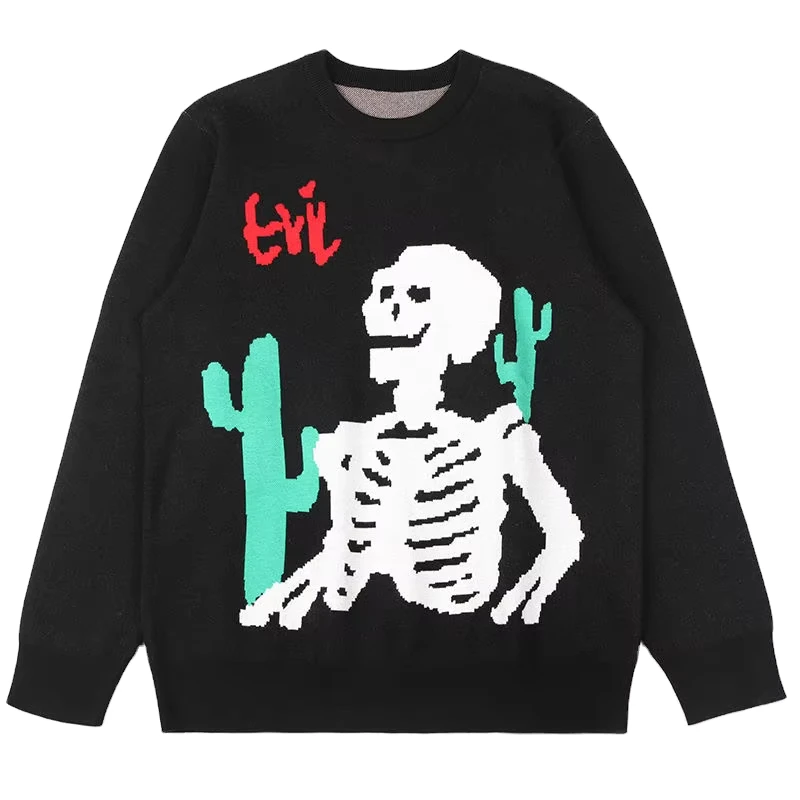 Custom LOGO OEM Men Knitted Sweater Jacquard Pattern Crew Neck Knitwear Winter Cotton Men Casual Pullover Jumper Custom Sweater