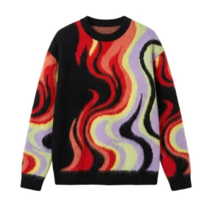Custom LOGO OEM ODM Jacquard Sweater Men Pullover Knitted Crewneck Fuzzy Camouflage Breathable