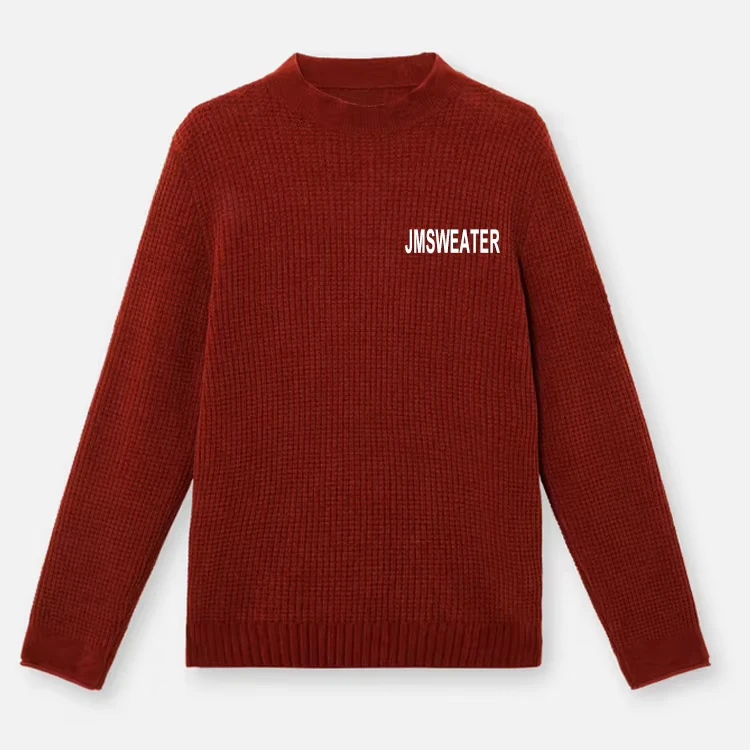 Custom-LOGO-OEM-ODM-Men-Sweater-Jacquard-Knitwear-Pullover-Cotton-Waffle-Knitted-Jumper-Winter-Crew-Neck-Custom-Men-Sweater