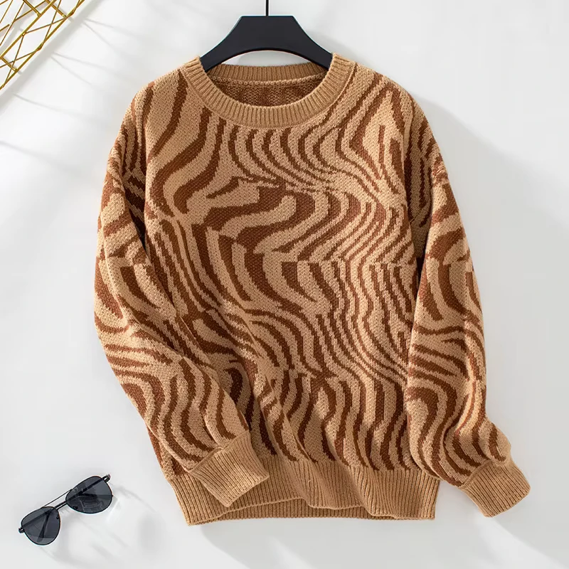 Custom LOGO OEM & ODM Men Sweater Jacquard Pattern Knitwear Pullover Cotton Knitted Jumper Winter Crew Neck Custom Knit Sweater
