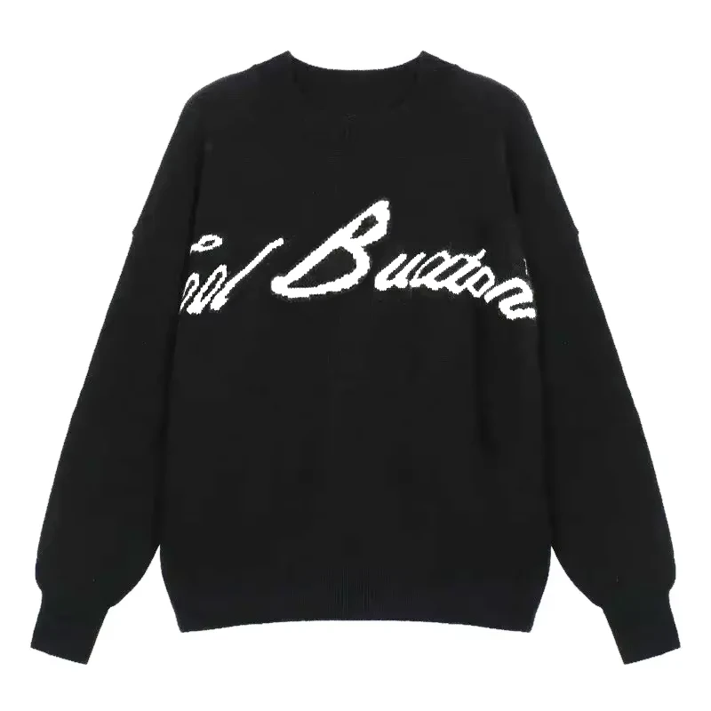 Custom LOGO OEM & ODM Men Sweater Jacquard Pullover Knitwear Winter Crew Neck Jumper Cotton Knitted Pull Homme Knit Sweater