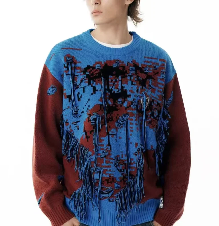Custom-LOGO-OEM-ODM-SIDI-Men-Winter-Floral-Anti-Shrink-Full-Sleeve-Sweater-Pullover-Crew-Neck-Blue-Fashionable-Warm-Breathable