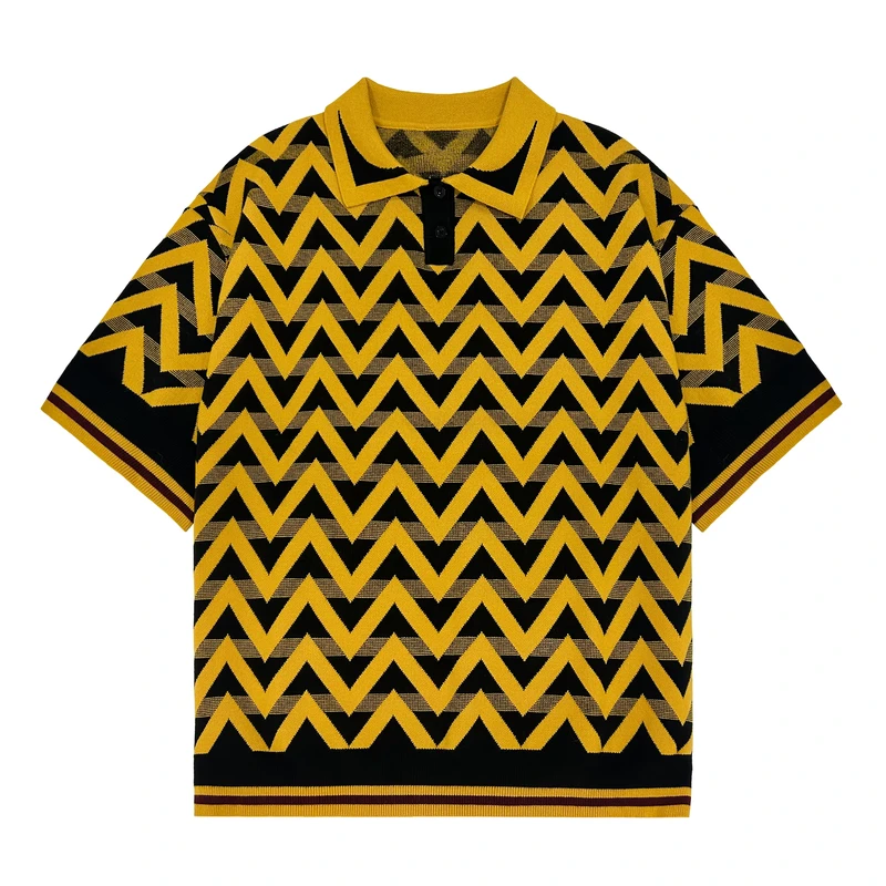 Custom Latest Designs Vintage Stripe Polo Sweater Men Football Sport T Shirts Men'S Knitted Jersey Sweaters For Men