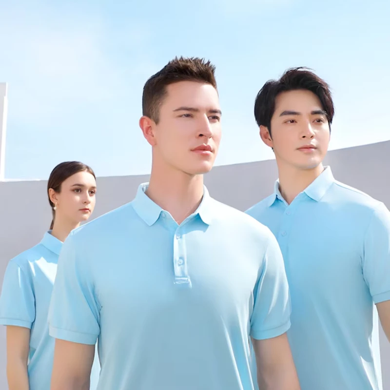 Custom Logo 100% Cotton Men's Polo Shirt 120g Lightweight Breathable Knitted Short Sleeve Casual Golf Business Tops