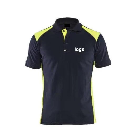 Custom Logo 100% Polyester Contrast Color Men's Slim Fit Workwear Polo Shirt