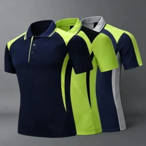 Custom Logo 100% Polyester Two Color Men School Working Uniform Polo T Shirts Summer Slim Fit Work Wear Mens Polo Shirt