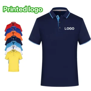 Custom Logo 100% Polyester Two Color Men School Working Uniform Polo T Shirts Summer Slim Fit Work Wear Mens Polo Shirt
