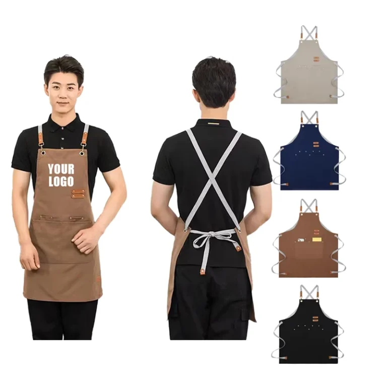 Custom-Logo-Aprons-Waterproof-Oil-Proof-Canvas-Restaurant-Cooking-Kitchen-Fashion-Uniform-Garden-Apron