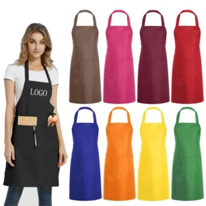 Custom Logo Bib Apron with 2 Pockets