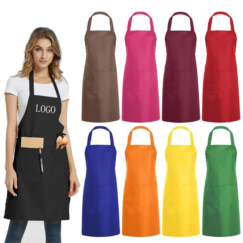Custom Logo Bib Apron with 2 Pockets