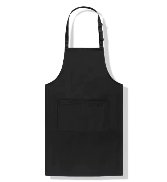Custom Logo Black Advertising Bib Apron with Print or Embroidery, Unisex Cooking Baking Craft Apron