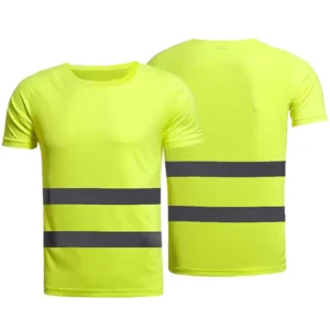 Custom Logo Black Polyester Quick Dry Hi Vis Security Workwear Reflector T Shirt Reflective Safety Work Construction Polo Shirts