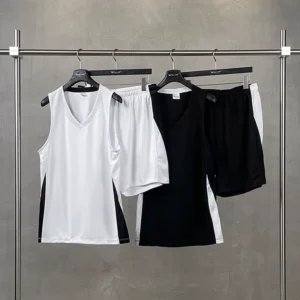 Custom Logo Blank Basketball Sport Tshirt Vest With Shorts Set Breathable Quick Dry Sleeveless T Shirts Sets