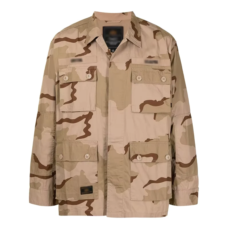 Custom Logo Camouflage Printed Tooling Jacket Men's Lapel Long Sleeve Jacket