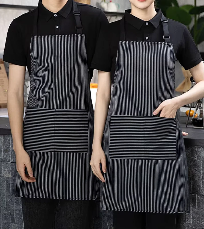 Custom Logo Canvas Cotton Kitchen Apron Chef Work Uniform for Men Women Grill Restaurants Bars Cafes Beauty Nail Studios