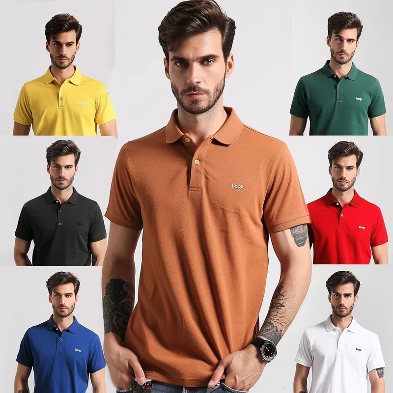 Custom Logo Casual Anti shrink Polo Shirts For Men Slim Fit Cotton T Shirt High Quality Heavyweight T shirt