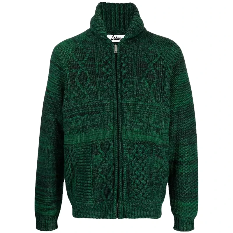 Custom Logo Casual Plus Size Knitted Cardigan Sweater for Men