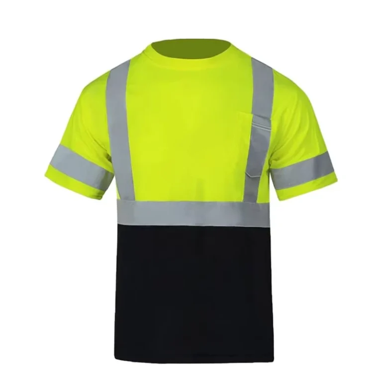 Custom-Logo-Class-2-Type-R-Short-Sleeve-Hi-Vis-Safety-Shirt-Reflective-T-Shirts-Polyester-Work-Wear-With-Pocket