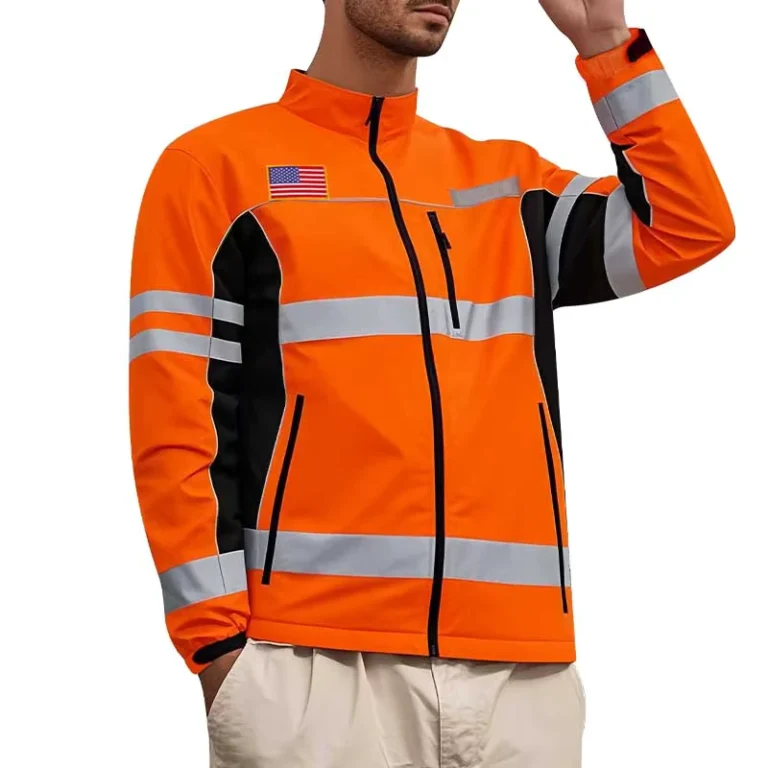 Custom-Logo-Class-3-ANSI-EN-ISO-Certified-Short-Sleeve-Hi-Vis-Safety-Reflective-Waterproof-Polyester-Work-Rain-Jacket-Pockets