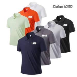 Custom Logo Classic Style Men’s Polo Shirts Short Sleeve Golf Quick Dry Collared Athletic Performance Polos Shirt