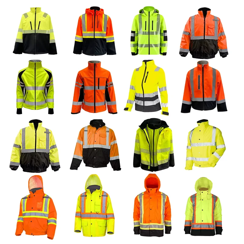 Custom Logo Construction EN ISO 20471 Class 3 High Visibility Reflective Tape Safety Jacket With Multiple Pockets