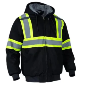 Custom Logo Construction Winter Hi Vis Long Sleeve Yellow Black Work Reflective Fluorescent Safety Reflector Jacket