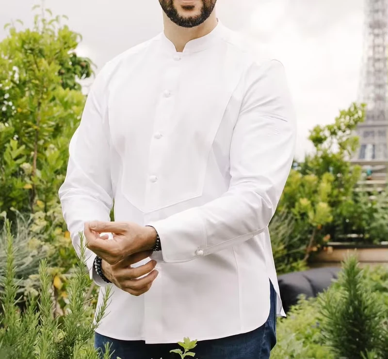 Custom Logo Cotton Hotel Chef Jacket, Long-Sleeve Restaurant Uniform Shirts for Men and Women