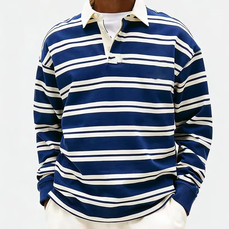 Custom Logo Design Cotton Long Sleeve Shirt Polos High Quality Embroidered Rugby Polo