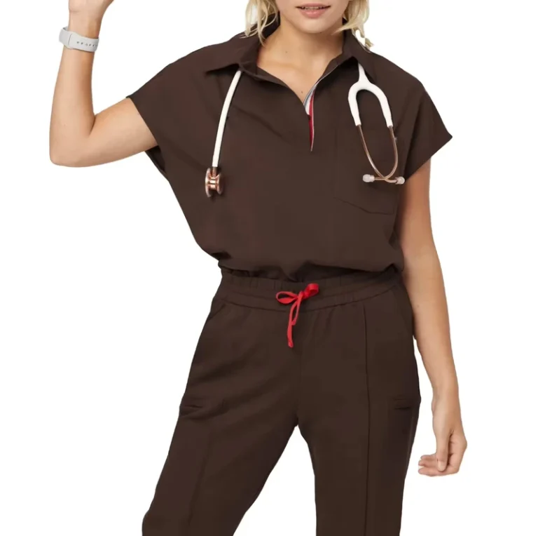 Custom-Logo-Elastic-Quick-Dry-100-Bamboo-Fiber-Needle-Detection-Seamless-Fusing-Nurses-Uniform-Hospital-Scrubs-Dress-Scrub-Sets