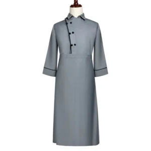 Custom Logo Embossed Twill Polyester Cotton Unisex Chef Uniform Jacket and Apron Set OEM Service for Restaurant and Bar Use