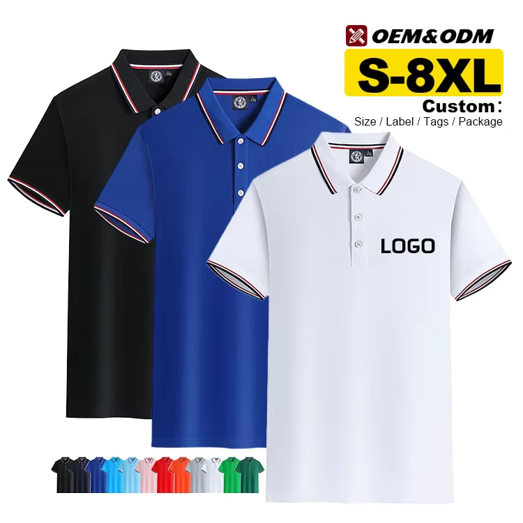 Custom Logo Embroidery Men Polo Shirt Cotton Basic Work Clothing Polo T shirt Blank Print Design Short Sleeved Formal Polo Shirt