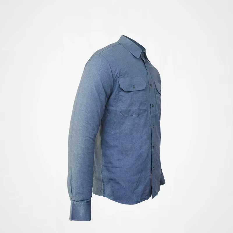 Custom Logo Factory 100% Cotton Flame Retardant Breathable Comfortable Long Sleeve Men's Workwear Shirt