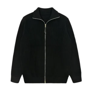 Custom Logo Fashion Autumn Winter Sweater Cardigan Blank Knitted Black Zip Up Unisex Jackets Men Sweater Cardigan