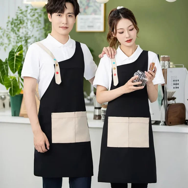 Custom-Logo-Free-Design-Cross-Back-Sleeveless-Apron-Durable-Reusable-Polyester-Fashionable-With-Colorful-Buckles