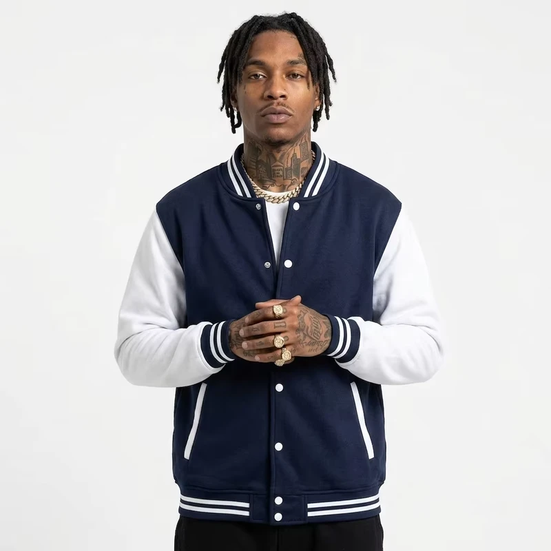 Custom Logo Front Stand Collar Cotton Soft Unisex Baseball Jacket for Men and Women Winter Pink