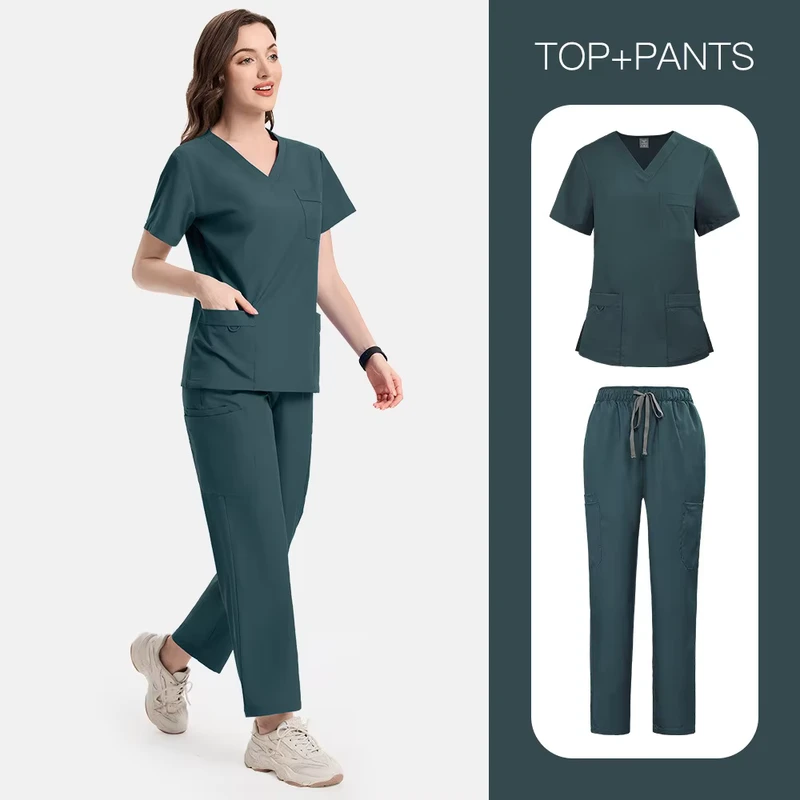 Custom Logo Girls Hospital Scrubs Elastic XL Women's Nurse Uniforms Set Spandex Jogger Women's Medical Lab Coats
