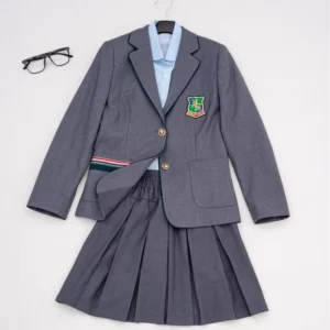 Custom Logo Gray Girls School Uniform Sets Factory Supply OEM Primary Children High School Kids Kindergarten