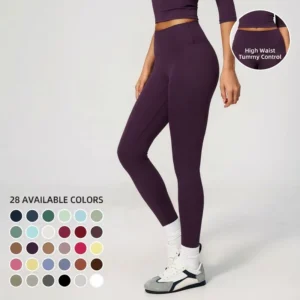 Custom Logo Gym Fitness Pants Breathable Quick-Dry Women’s Sports Leggings No Front Seam High-Waist Yoga Leggings