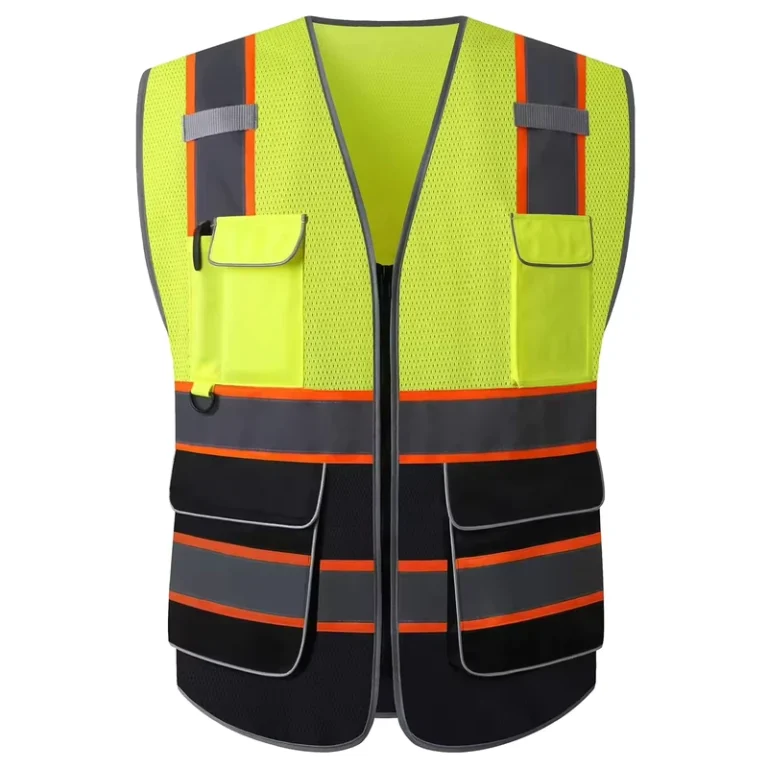 Custom-Logo-Hi-Vis-Mesh-Safety-Vest-with-5-Pockets-Reflective-Workwear-with-Mic-Tabs-Breathable-Construction-Safety-Vest