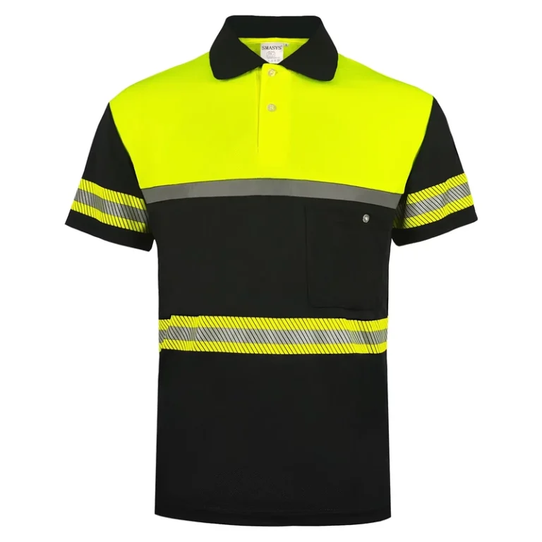 Custom-Logo-Hi-Vis-Polo-Shirt-Two-Tone-Bird-Eye-Mesh-Reflective-Safety-Work-Shirt-ANSI-Class-1-Breathable-High-Visibility-Polo