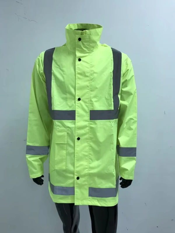Custom Logo Hi Vis Reflective Safety Rain Jacket Waterproof Work Raincoat Bulk Order for Construction Traffic