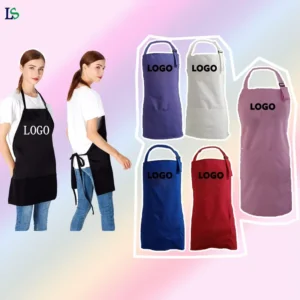 Custom Logo High Quality Aprons With 2 Pocket Multi Color Restaurant Barber Beauty Salon Painting Kitchen Uniform Low Moq