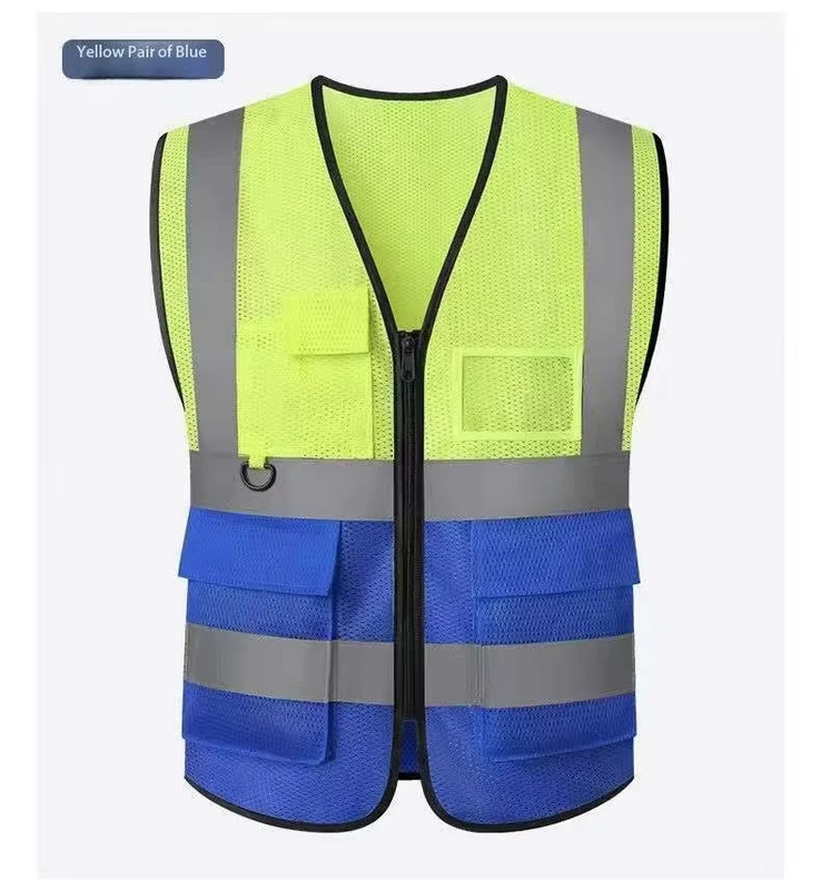 Custom Logo High-Visibility ANSI Class 2 Breathable Mesh Construction Road Work Traffic Safety Vest