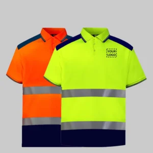 Custom Logo High Visibility Breathable Polyester Workwear Short Sleeve Polo Shirts Worker Uniforms Traffic Reflective Safety