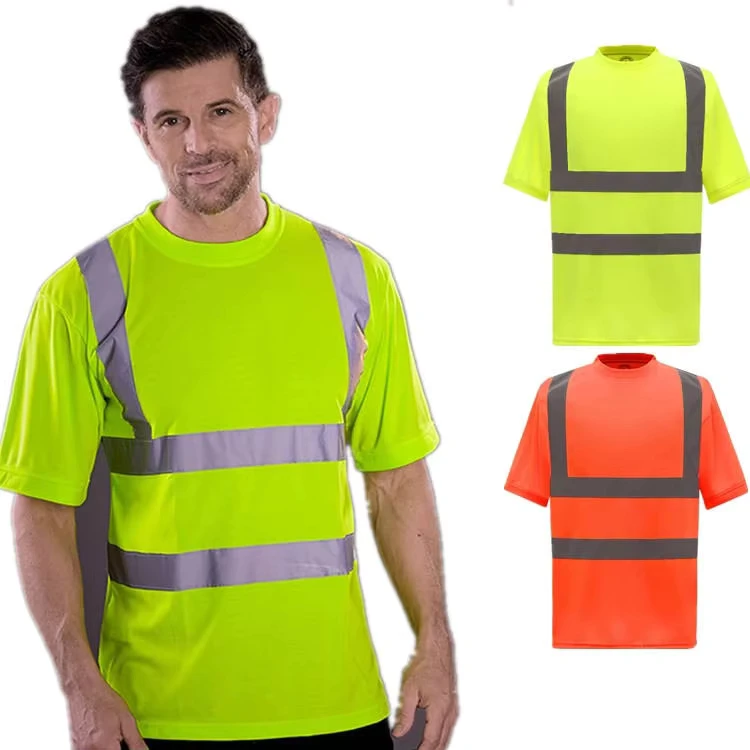 Custom Logo High-Visibility Reflective Safety Polo Shirt, Breathable Polyester Workwear